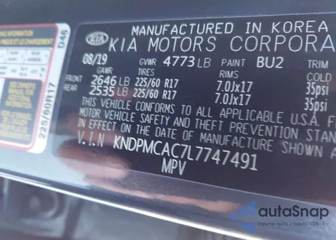 2020 Kia Sportage Lx z USA, uszkodzony, nr VIN KNDPMCAC7L7747491